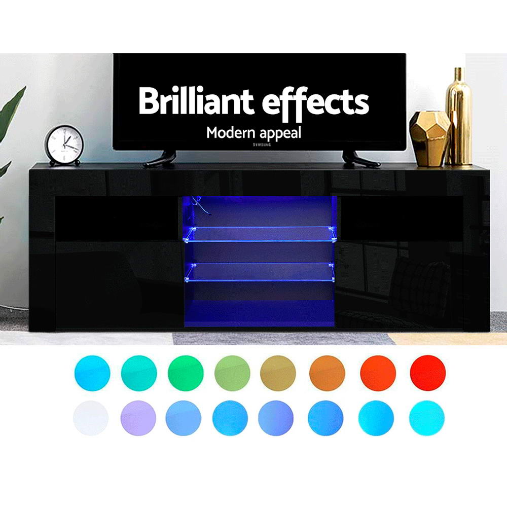 TV Units: Artiss Entertainment Unit TV Cabinet LED 160cm Black Bobi