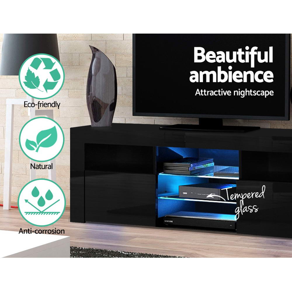 TV Units: Artiss Entertainment Unit TV Cabinet LED 160cm Black Bobi