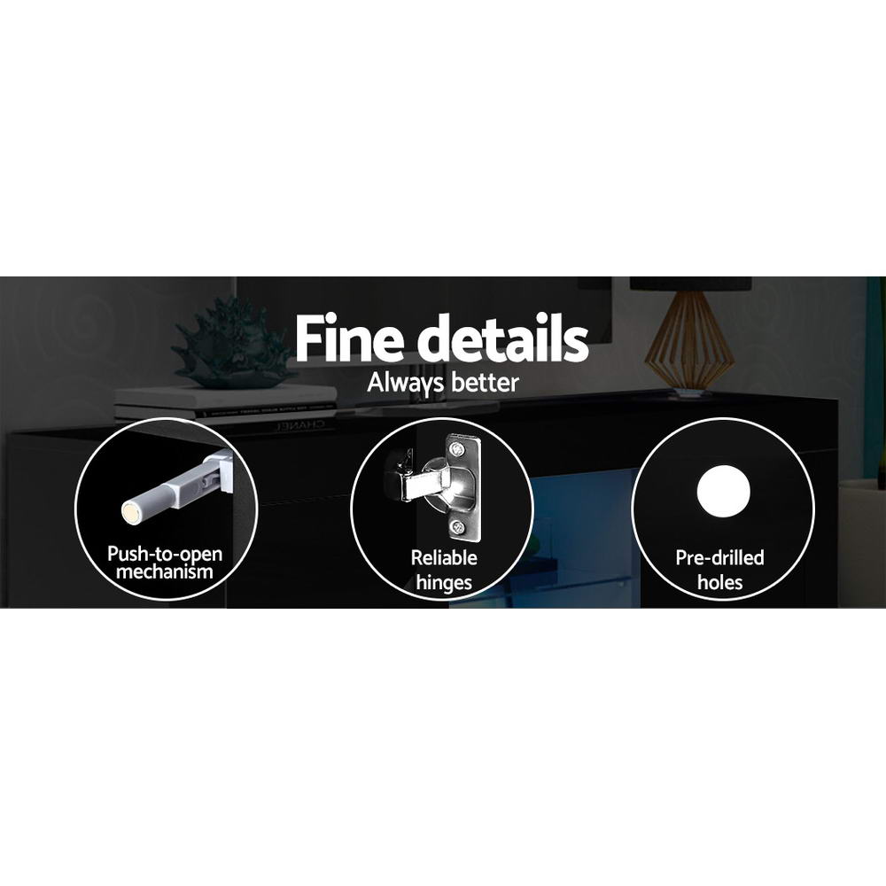 TV Units: Artiss Entertainment Unit TV Cabinet LED 160cm Black Bobi