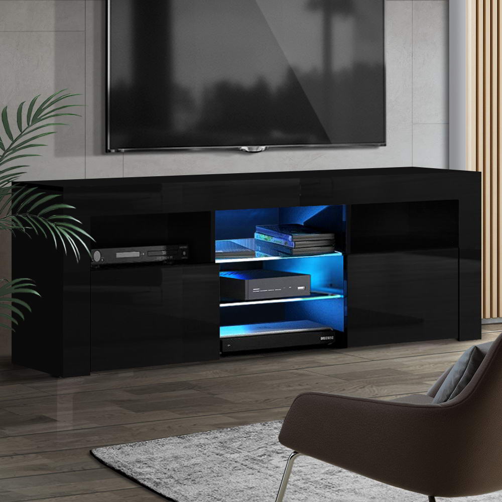 TV Units: Artiss Entertainment Unit TV Cabinet LED 160cm Black Bobi