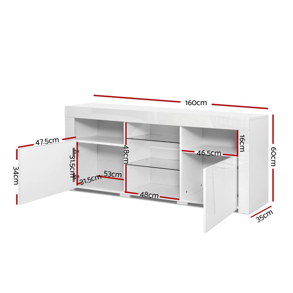 TV Units: Artiss Entertainment Unit TV Cabinet LED 160cm White Bobi