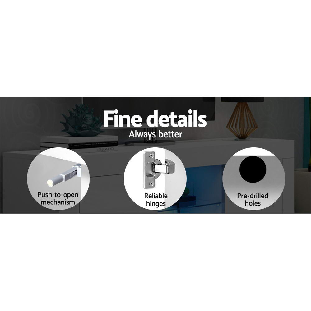 TV Units: Artiss Entertainment Unit TV Cabinet LED 160cm White Bobi
