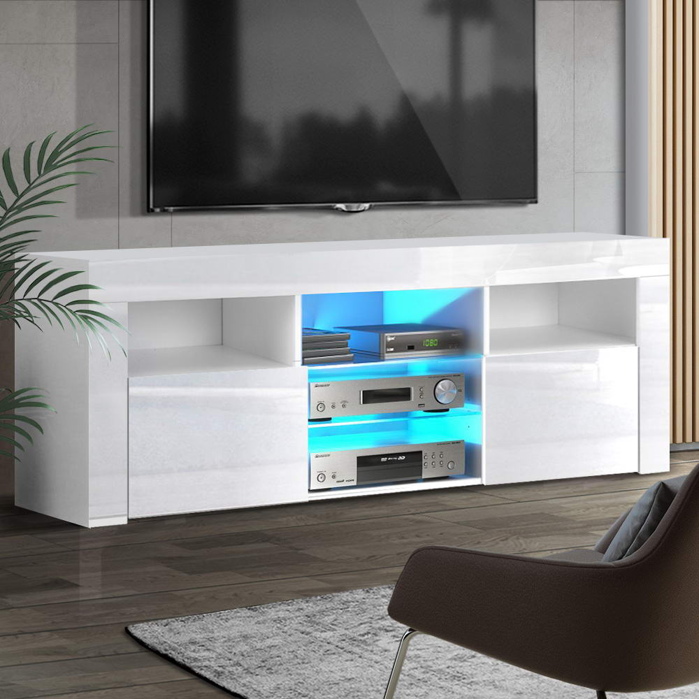 TV Units: Artiss Entertainment Unit TV Cabinet LED 160cm White Bobi
