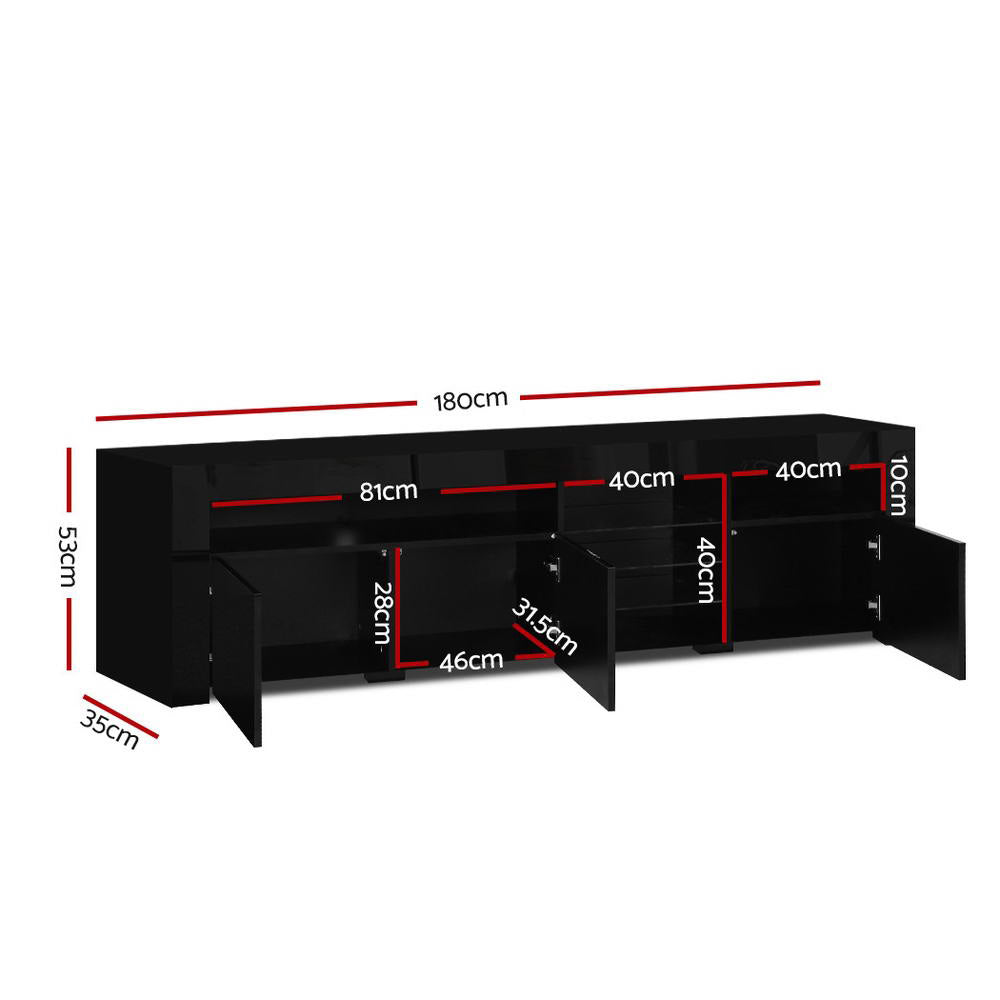 TV Units: Artiss Entertainment Unit TV Cabinet LED 180cm Black Bobi