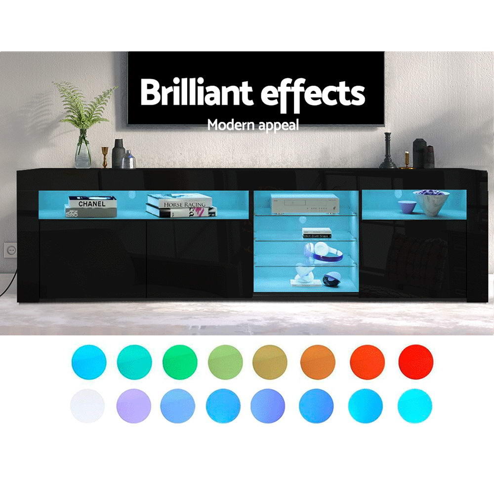 TV Units: Artiss Entertainment Unit TV Cabinet LED 180cm Black Bobi