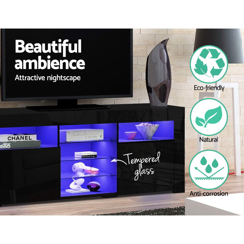 TV Units: Artiss Entertainment Unit TV Cabinet LED 180cm Black Bobi