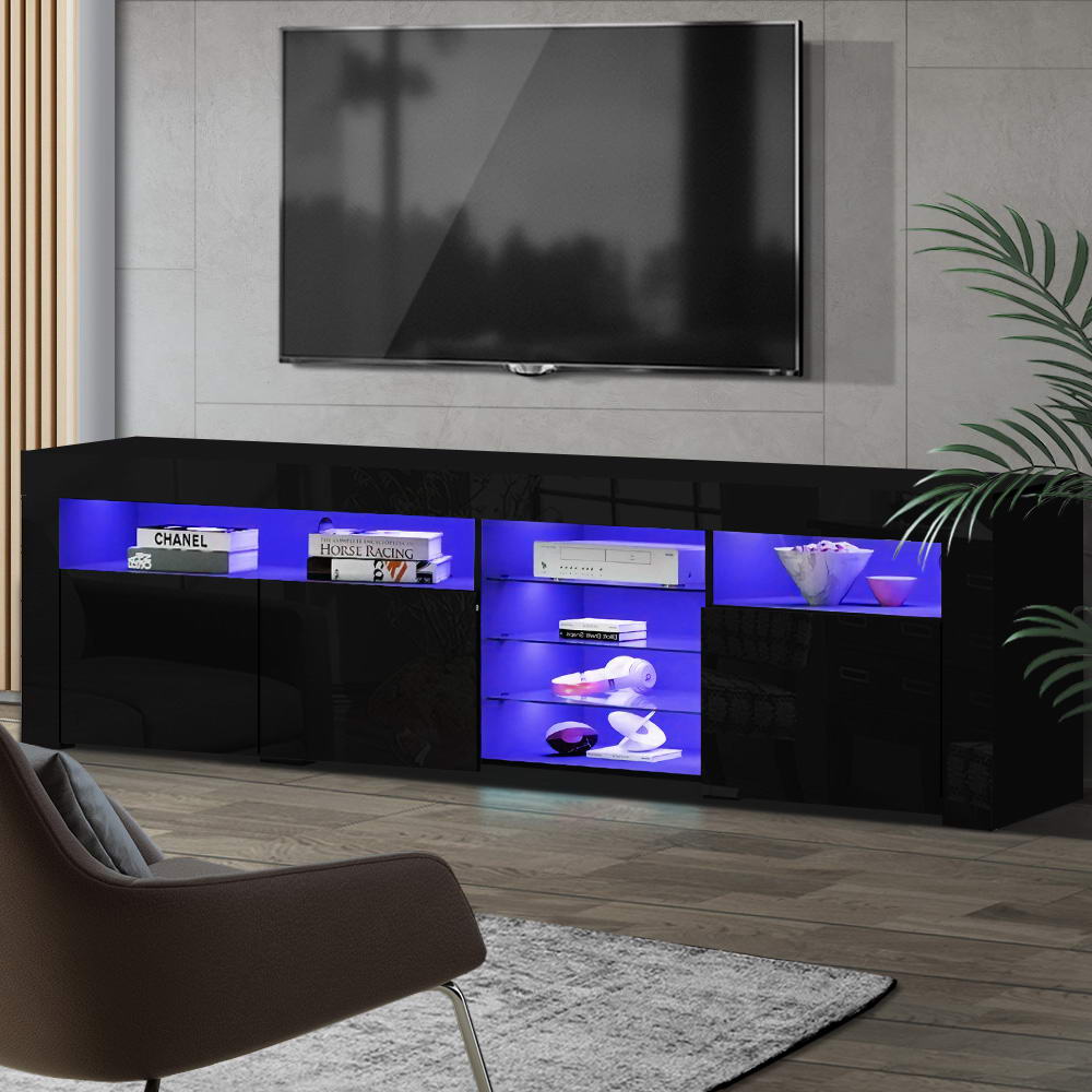 TV Units: Artiss Entertainment Unit TV Cabinet LED 180cm Black Bobi