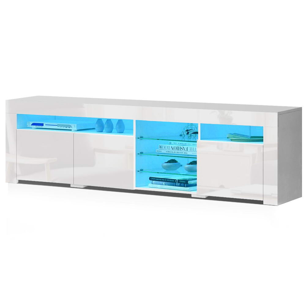 TV Units: Artiss Entertainment Unit TV Cabinet LED 180cm White Bobi