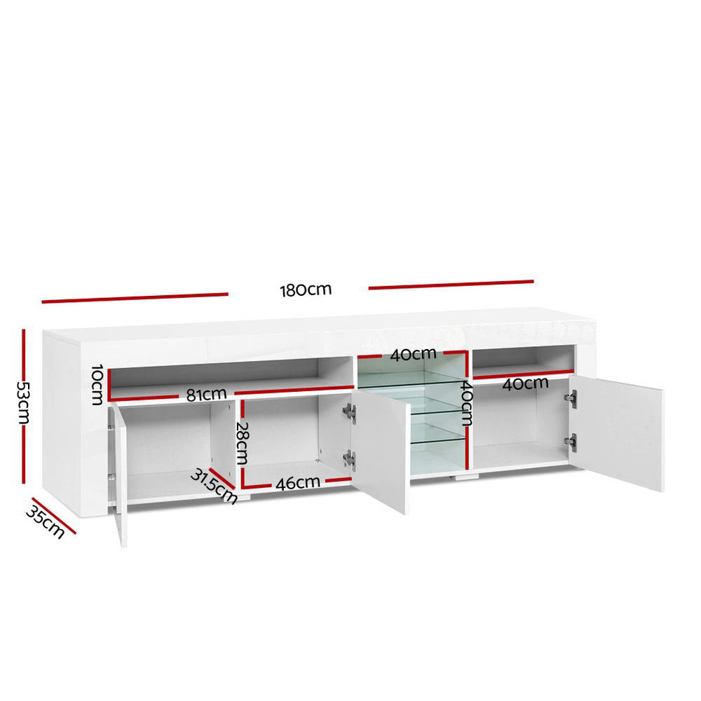 TV Units: Artiss Entertainment Unit TV Cabinet LED 180cm White Bobi