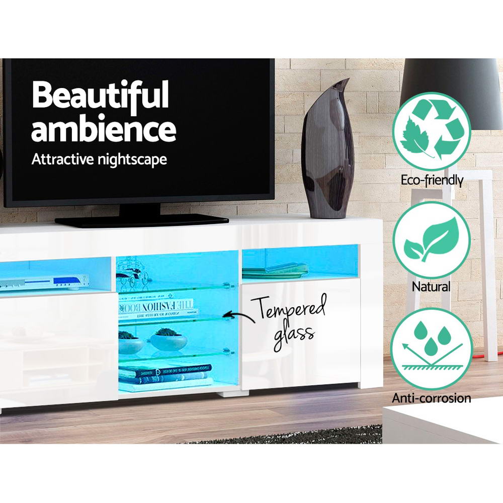 TV Units: Artiss Entertainment Unit TV Cabinet LED 180cm White Bobi