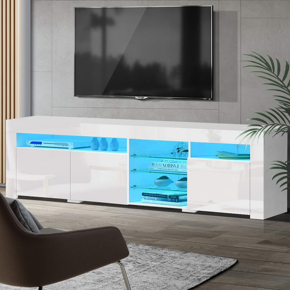 TV Units: Artiss Entertainment Unit TV Cabinet LED 180cm White Bobi