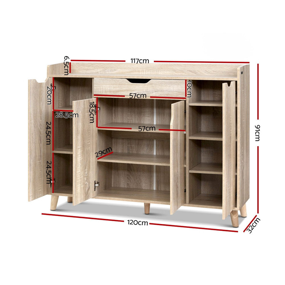 Shoe Storage: Artiss Shoe Rack Cabinet 26 Pairs Adjustable Pine Cissy