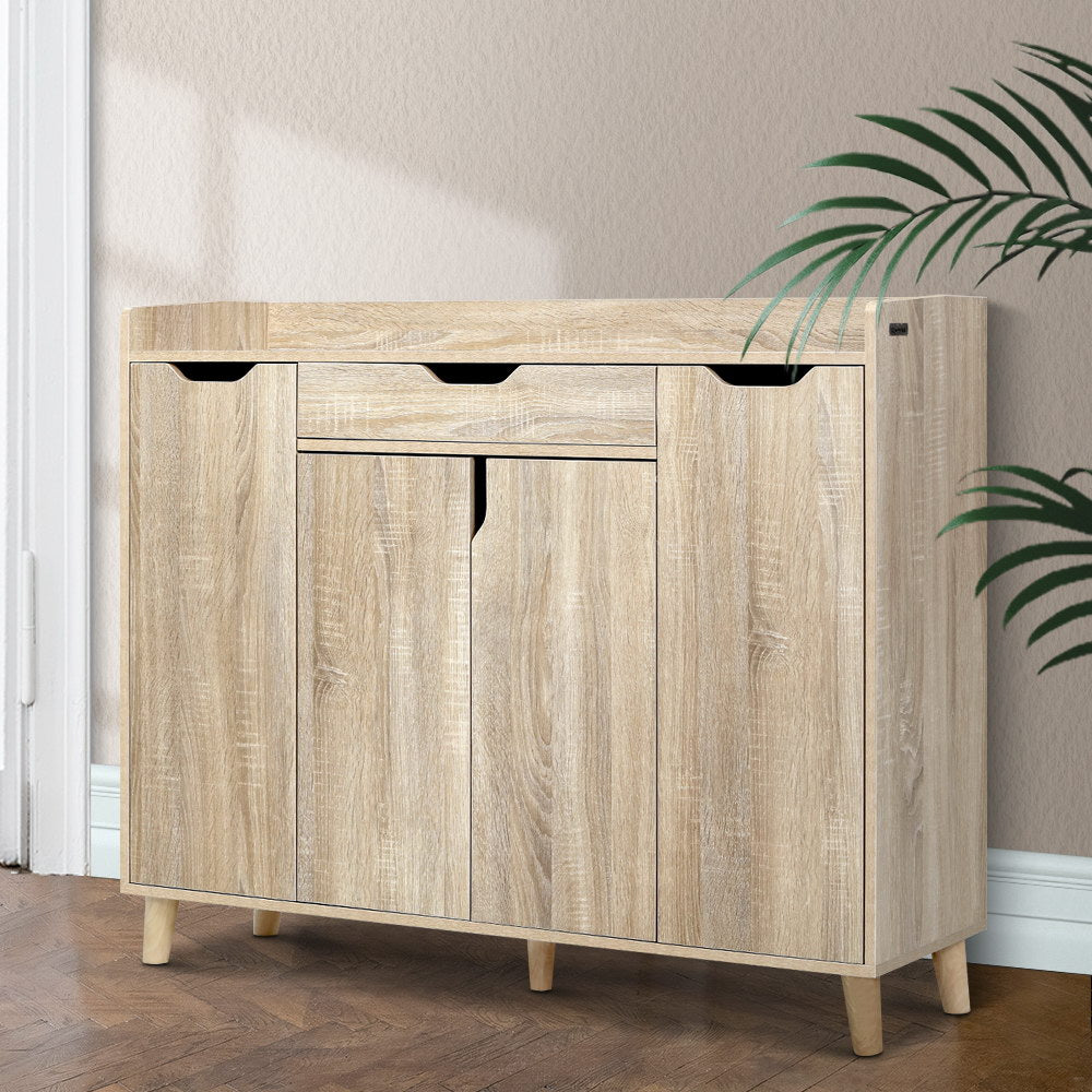 Shoe Storage: Artiss Shoe Rack Cabinet 26 Pairs Adjustable Pine Cissy