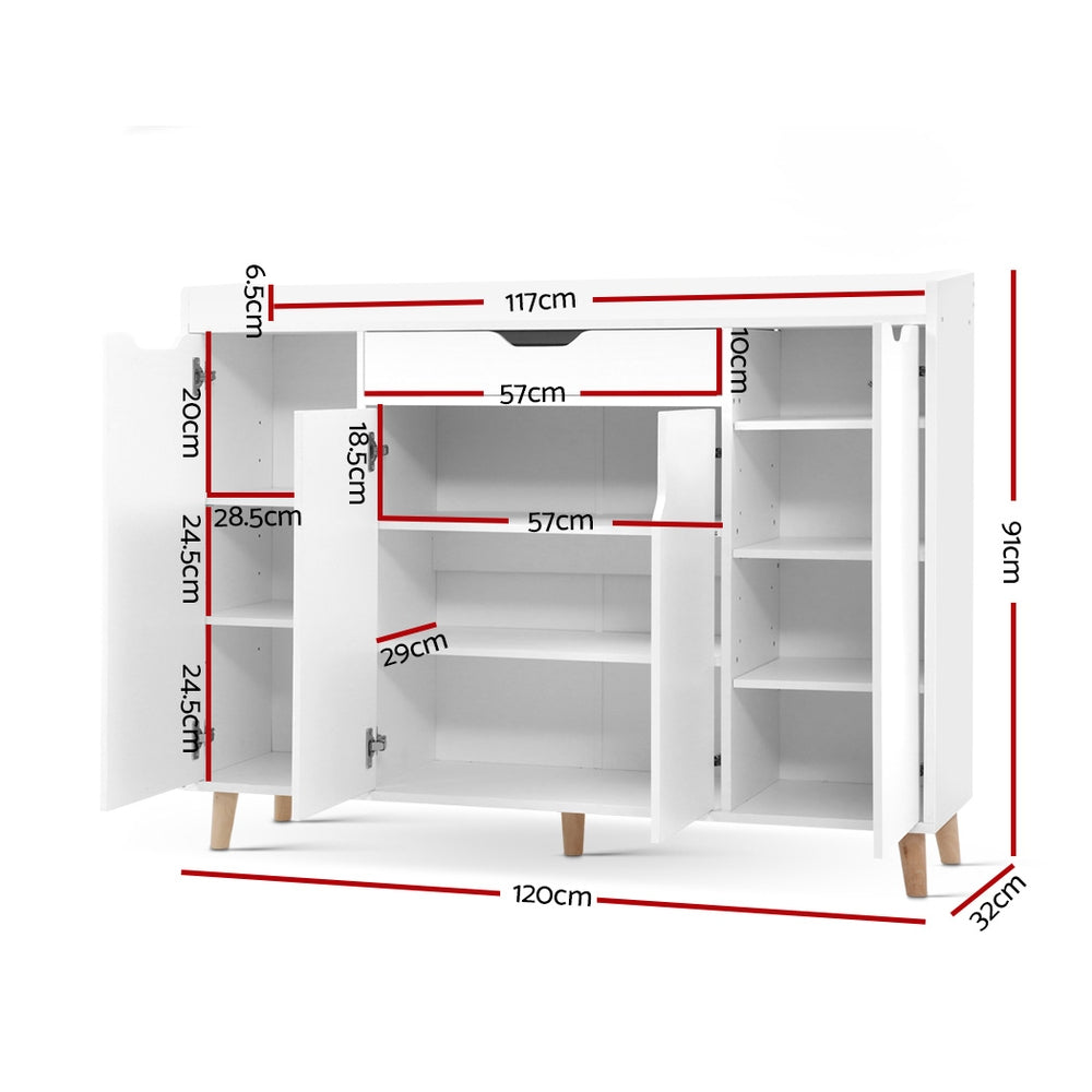 Shoe Storage: Artiss Shoe Rack Cabinet 26 Pairs Adjustable White Cissy