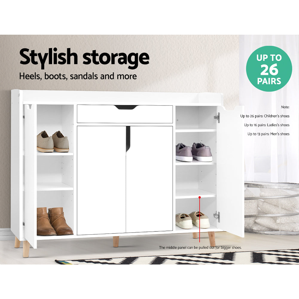 Shoe Storage: Artiss Shoe Rack Cabinet 26 Pairs Adjustable White Cissy