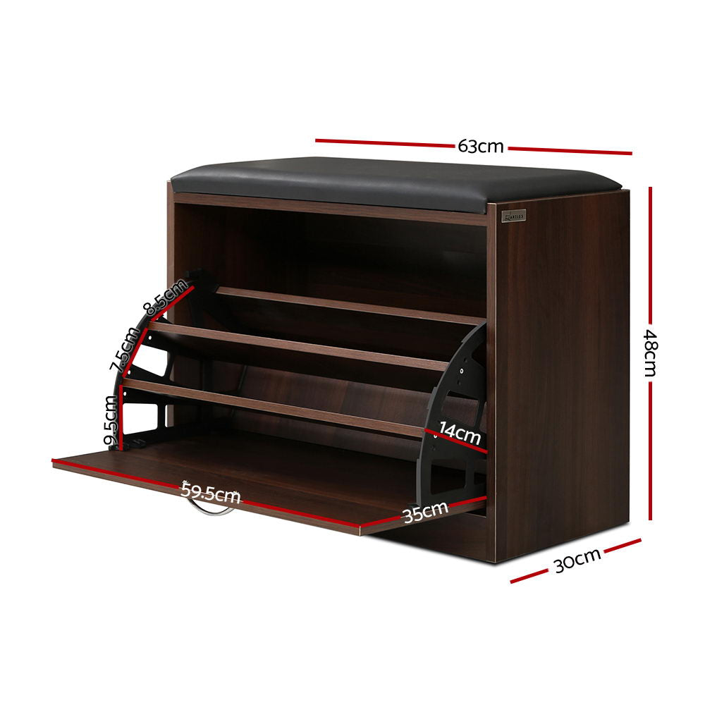 Shoe Storage: Artiss Shoe Rack Cabinet Bench15 Pairs Walnut Kyla