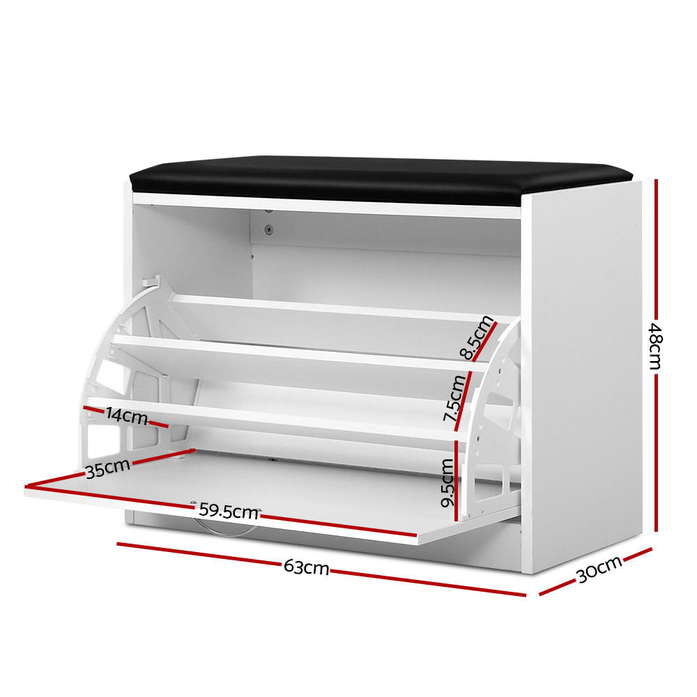 Shoe Storage: Artiss Shoe Rack Cabinet Bench 15 Pairs White Kyla