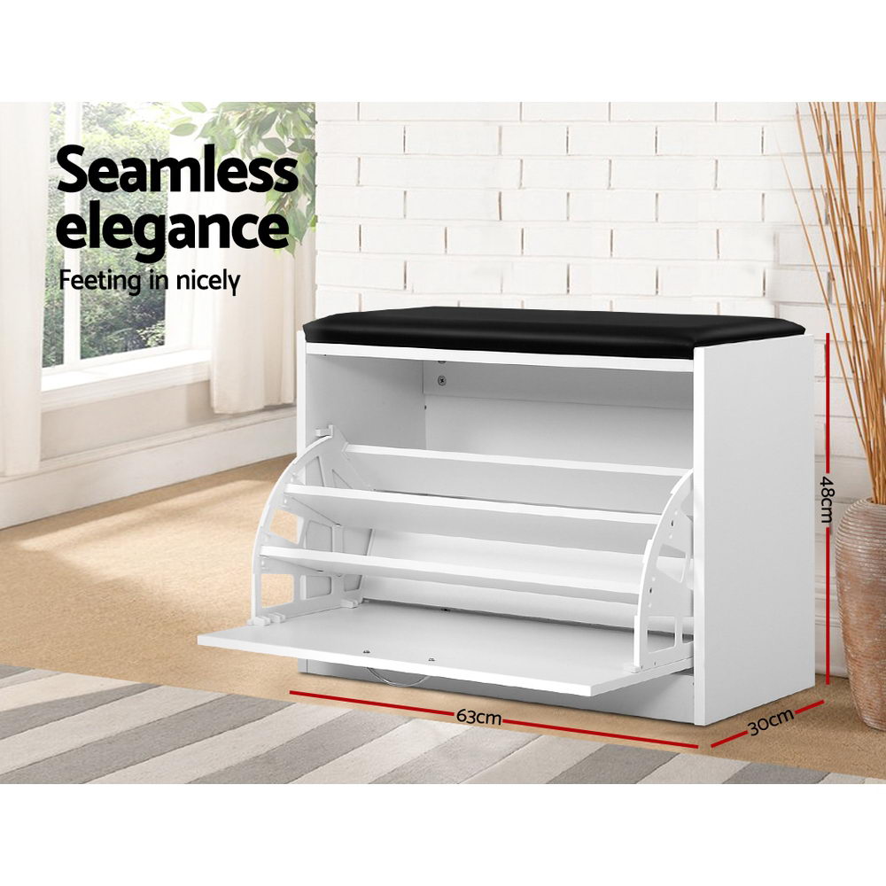 Shoe Storage: Artiss Shoe Rack Cabinet Bench 15 Pairs White Kyla