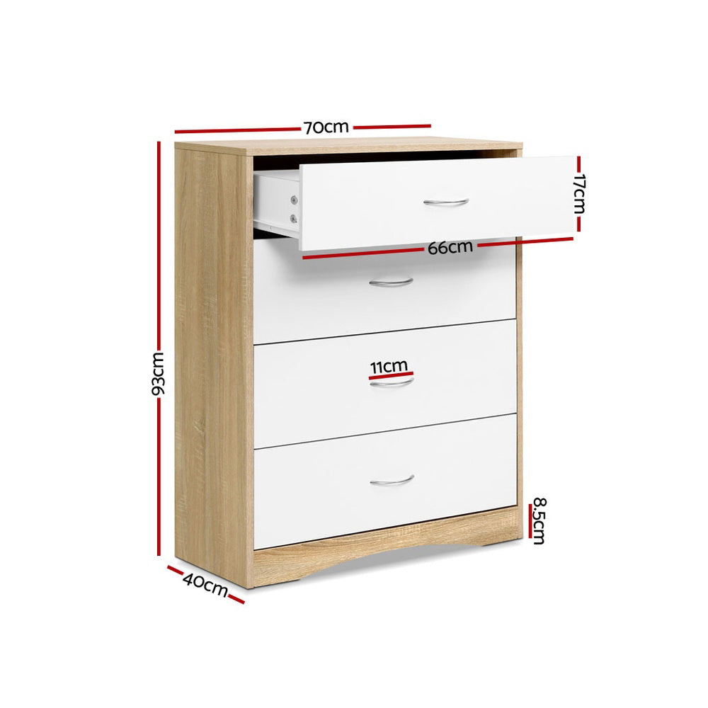 Clothing & Wardrobe Storage: Artiss 4 Chest of Drawers - BURL