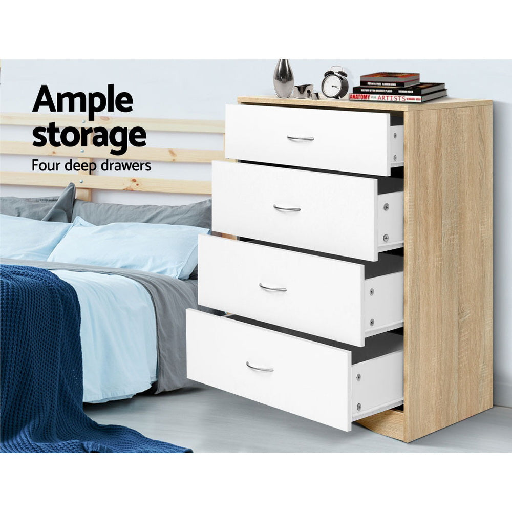 Clothing & Wardrobe Storage: Artiss 4 Chest of Drawers - BURL