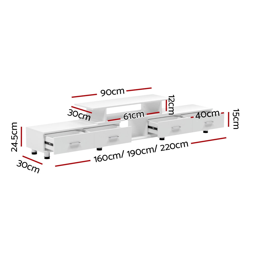 TV Units: Artiss TV Cabinet Entertainment Unit Extendable 160CM To 220CM White