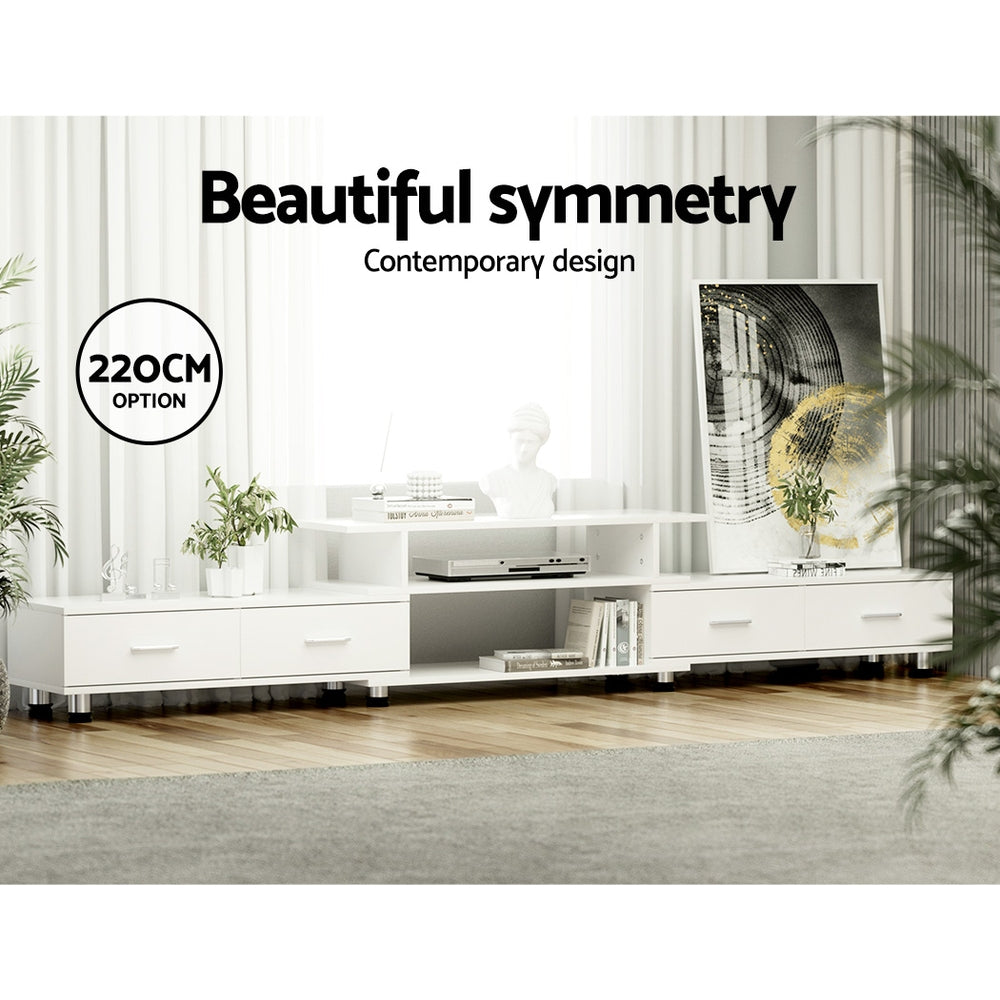 TV Units: Artiss TV Cabinet Entertainment Unit Extendable 160CM To 220CM White