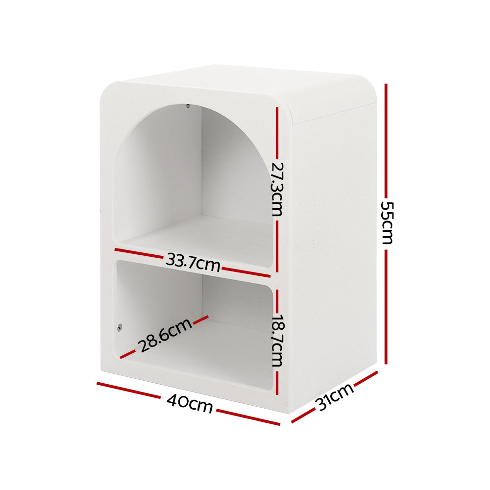 Bedside Tables: Artiss Bedside Table Shelves Side End Table Storage Nightstand White ARCHED