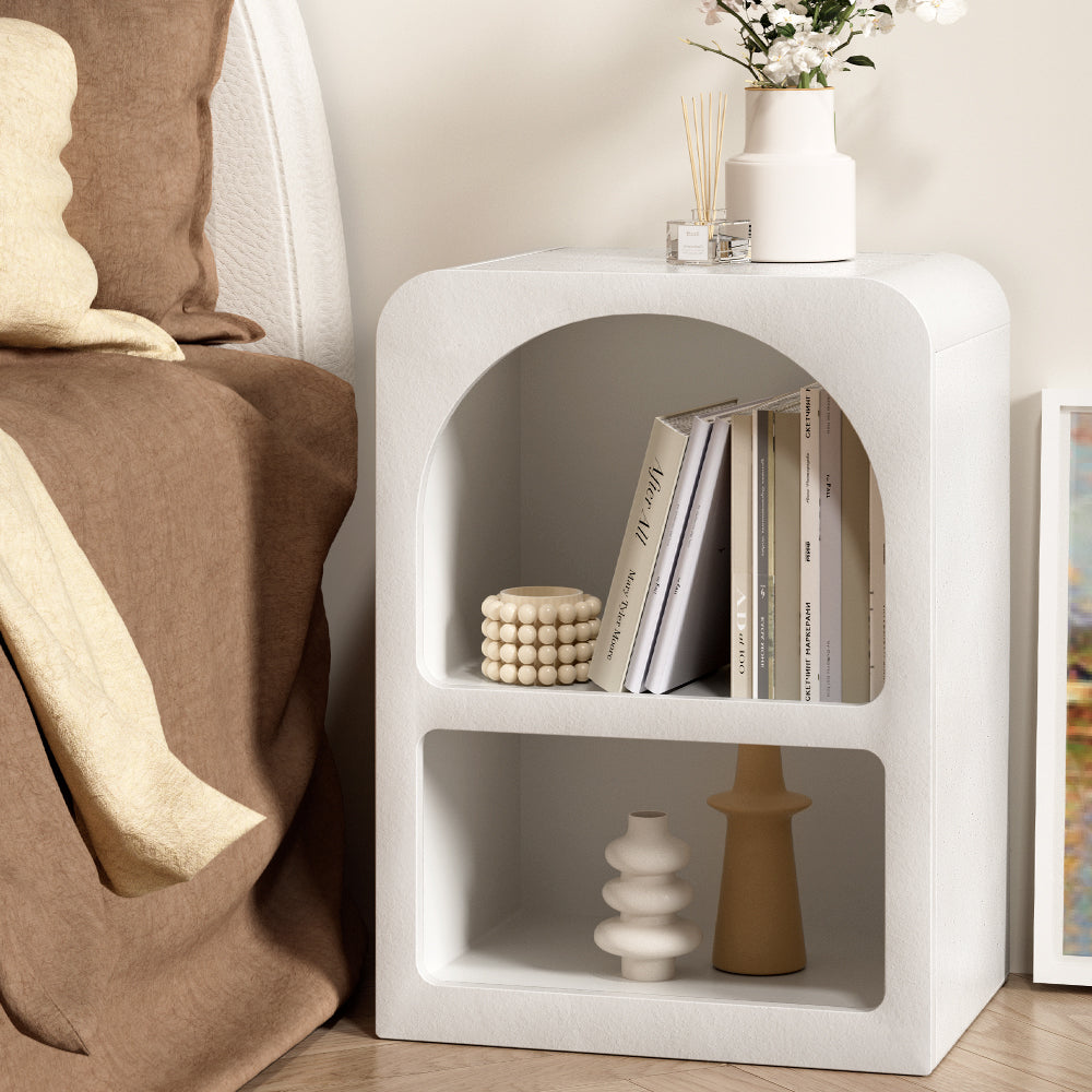 Bedside Tables: Artiss Bedside Table Shelves Side End Table Storage Nightstand White ARCHED