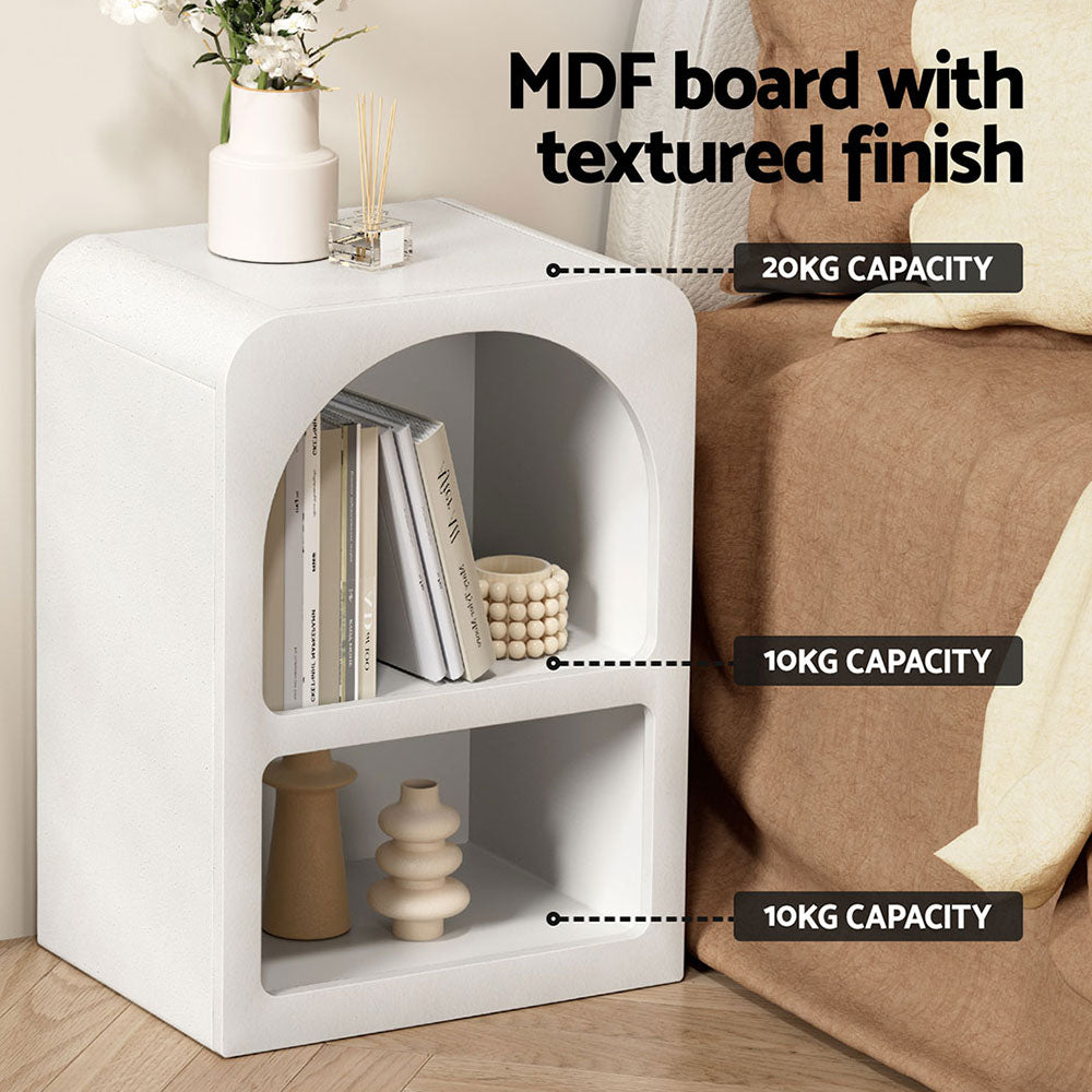 Bedside Tables: Artiss Bedside Table Shelves Side End Table Storage Nightstand White ARCHED