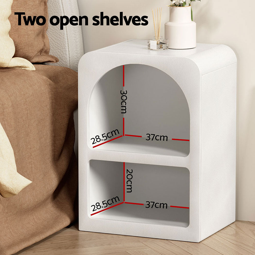 Bedside Tables: Artiss Bedside Table Shelves Side End Table Storage Nightstand White ARCHED