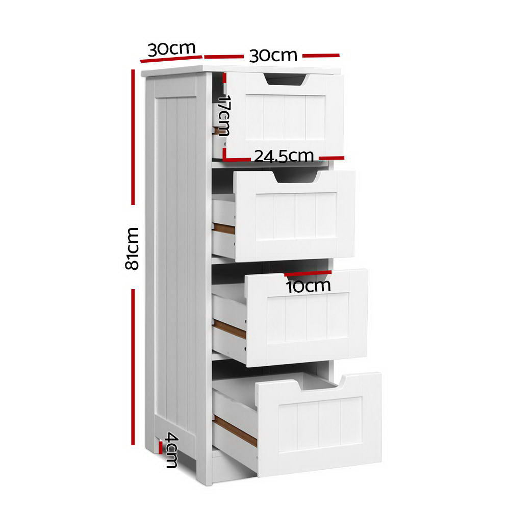 Dressers: Artiss 4 Chest of Drawers - LEESA White