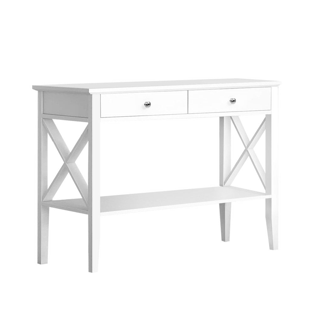 Desks: Artiss Console Table 2 Drawers 100CM White Chole