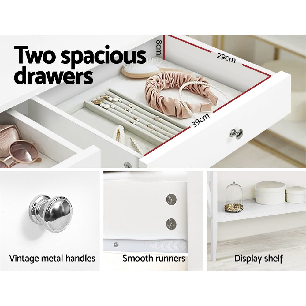 Desks: Artiss Console Table 2 Drawers 100CM White Chole