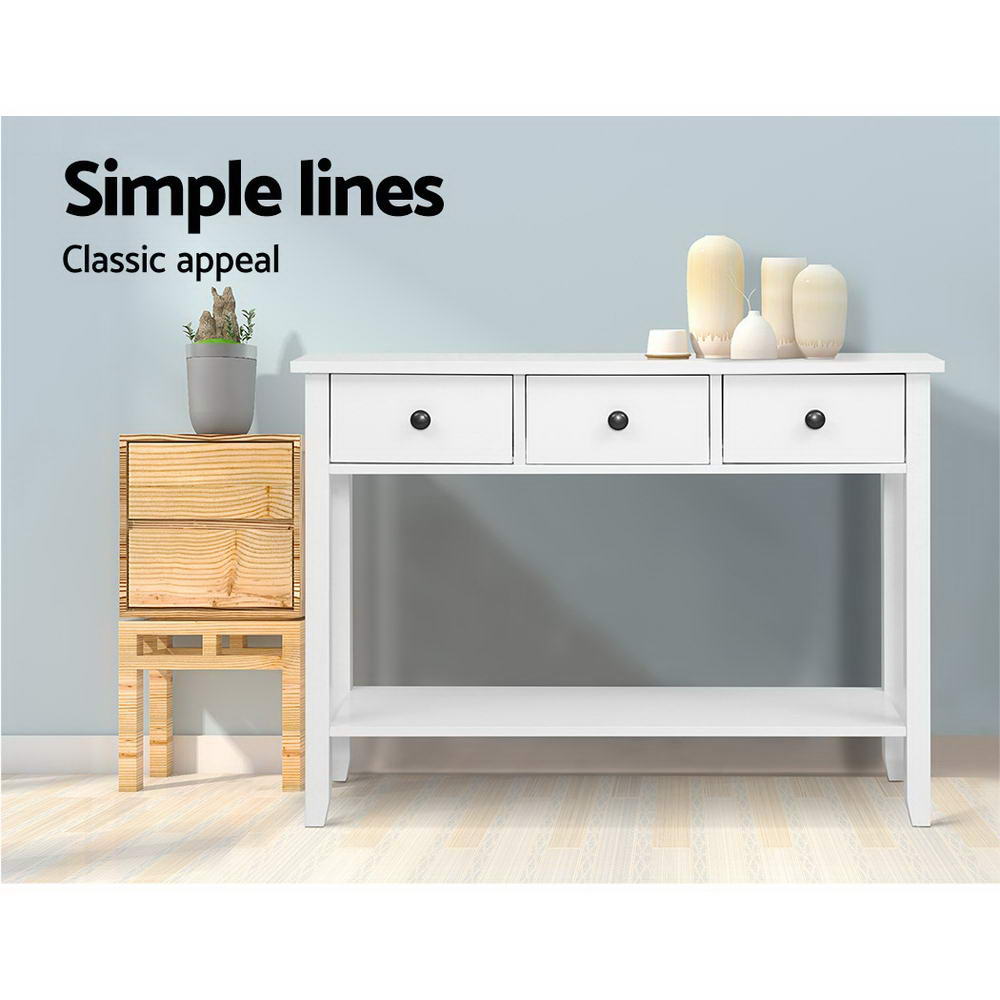 Desks: Artiss Console Table 3 Drawers 100CM White Chole