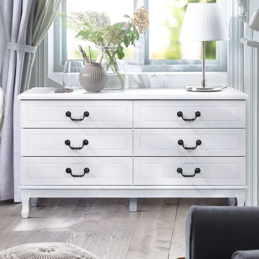 Dressers: Artiss 6 Chest of Drawers - KUBI White