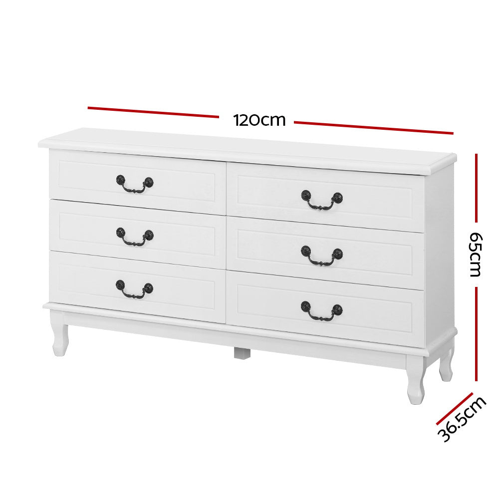 Dressers: Artiss 6 Chest of Drawers - KUBI White