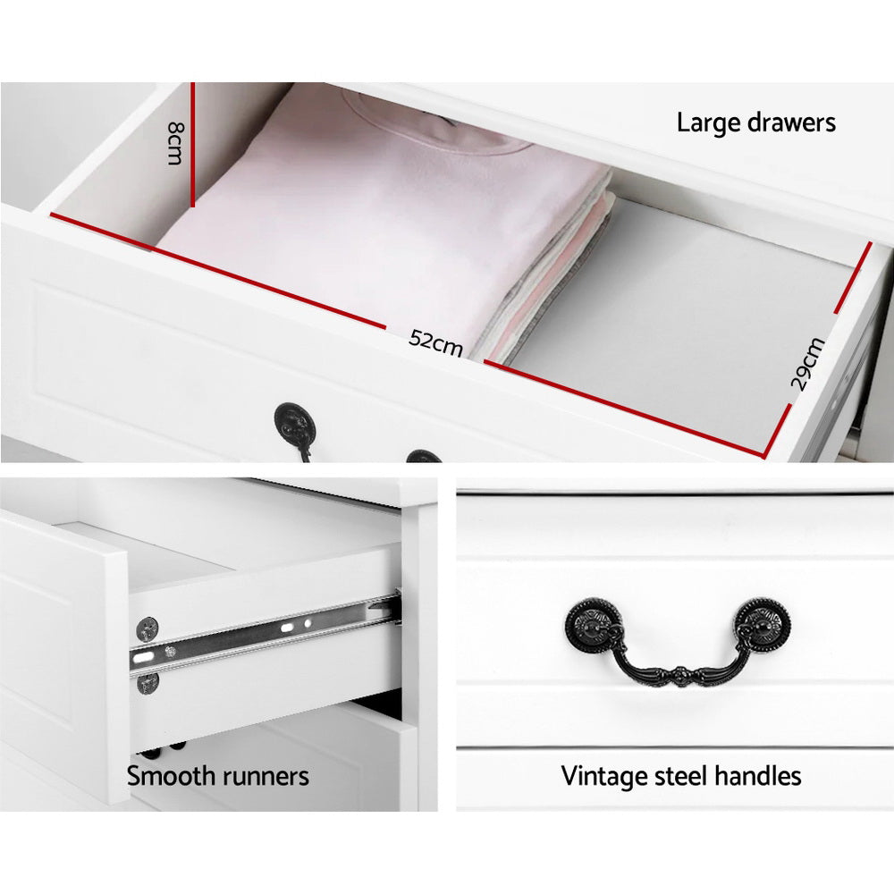 Dressers: Artiss 6 Chest of Drawers - KUBI White