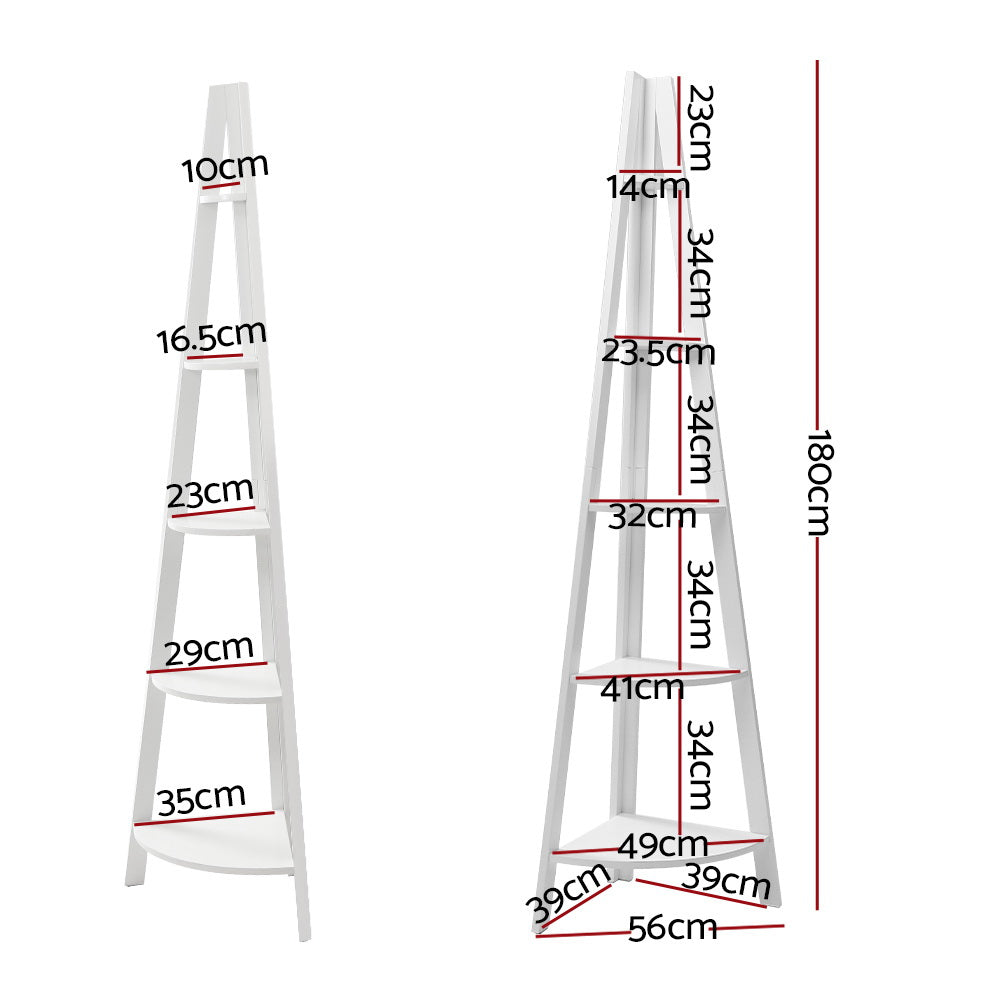 Bookcases & Shelves: Artiss Bookshelf Corner Shelf 5 Tiers - CANE White