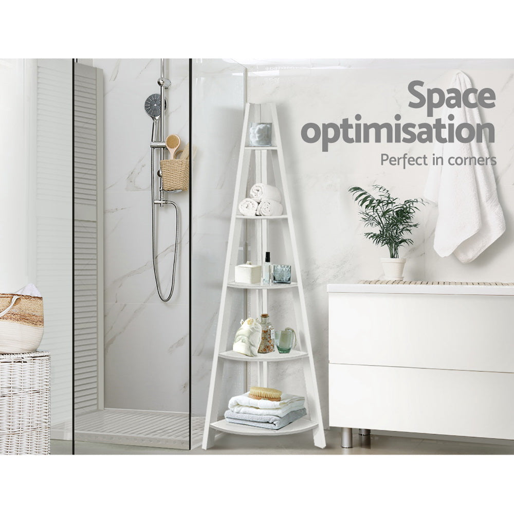 Bookcases & Shelves: Artiss Bookshelf Corner Shelf 5 Tiers - CANE White