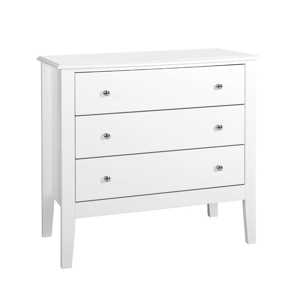 Dressers: Artiss 3 Chest of Drawers - BRITTANY White