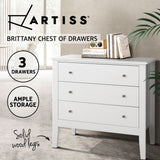 Dressers: Artiss 3 Chest of Drawers - BRITTANY White