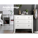 Dressers: Artiss 3 Chest of Drawers - BRITTANY White