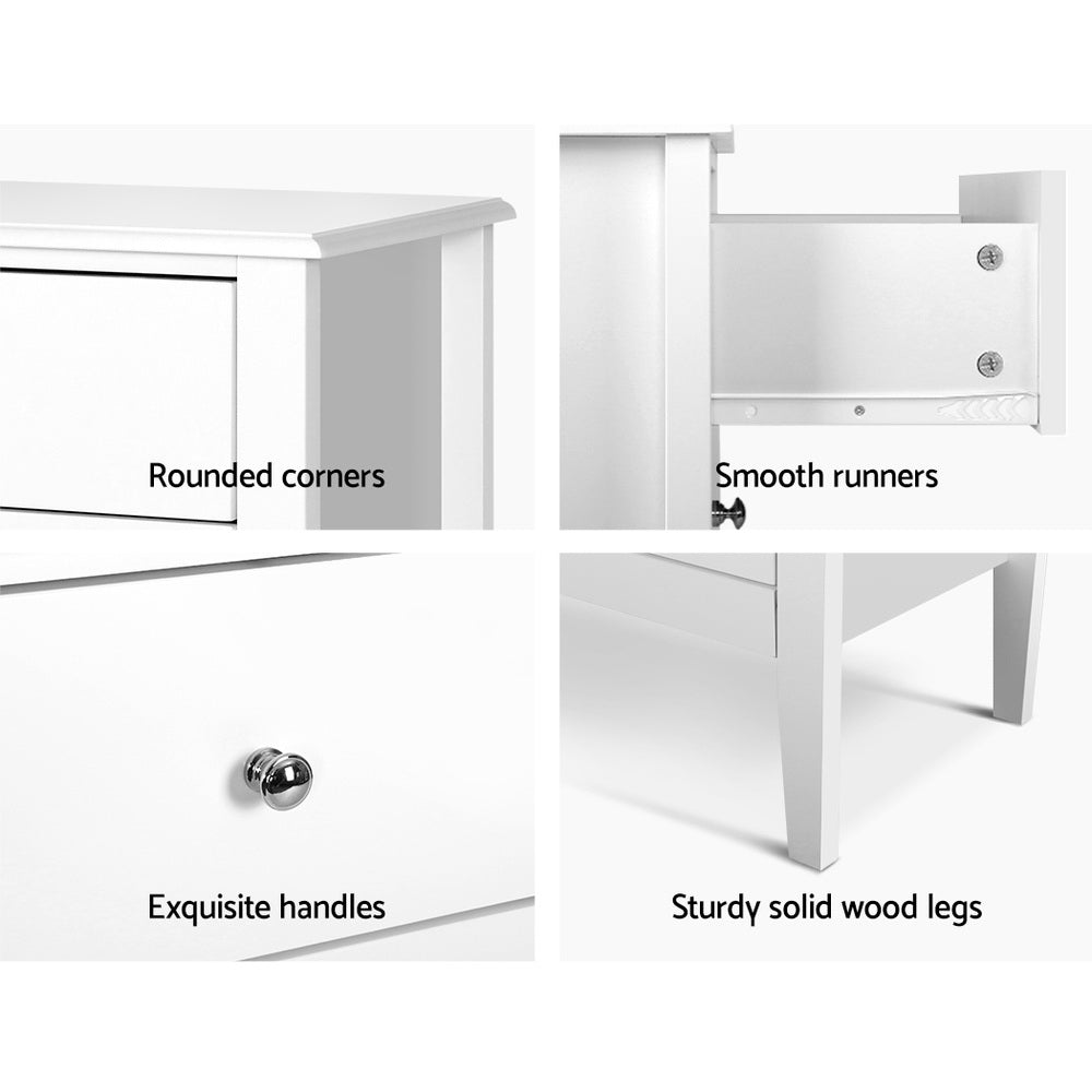 Dressers: Artiss 3 Chest of Drawers - BRITTANY White