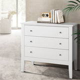 Dressers: Artiss 3 Chest of Drawers - BRITTANY White