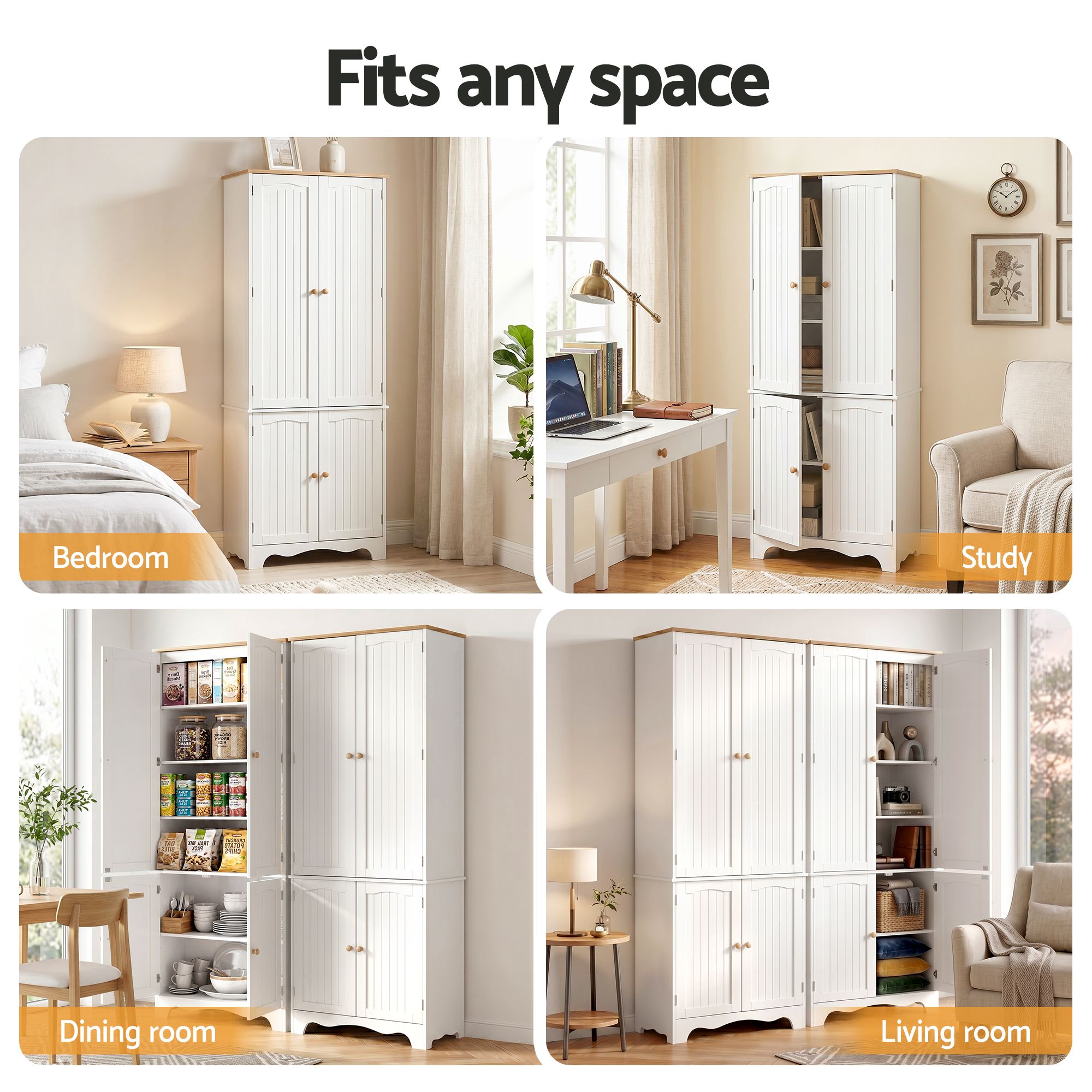 Artiss 2x Buffet Sideboard Pantry Cabinet Cupboard 6-Tiers Storage Shelves BERNE