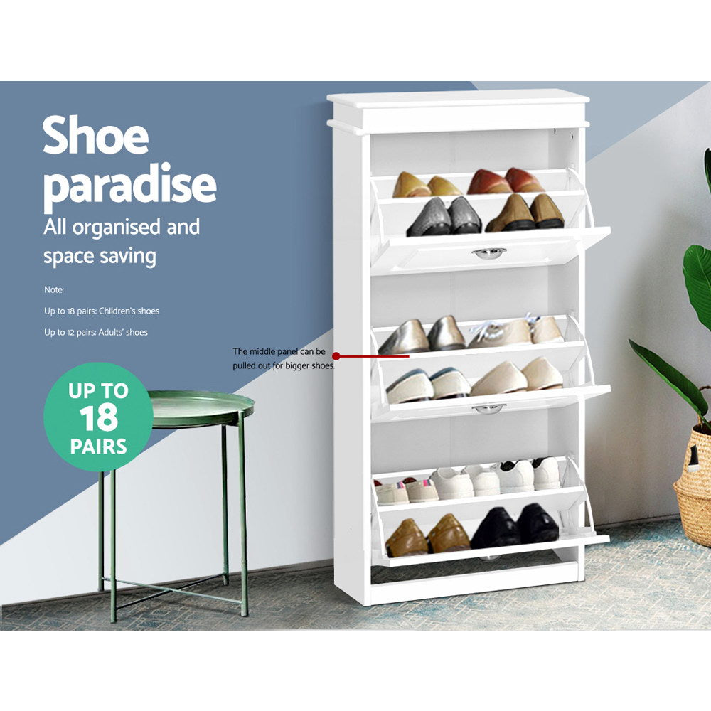 Shoe Storage: Artiss Shoe Rack Cabinet 18 Pairs 3-tier White Sena