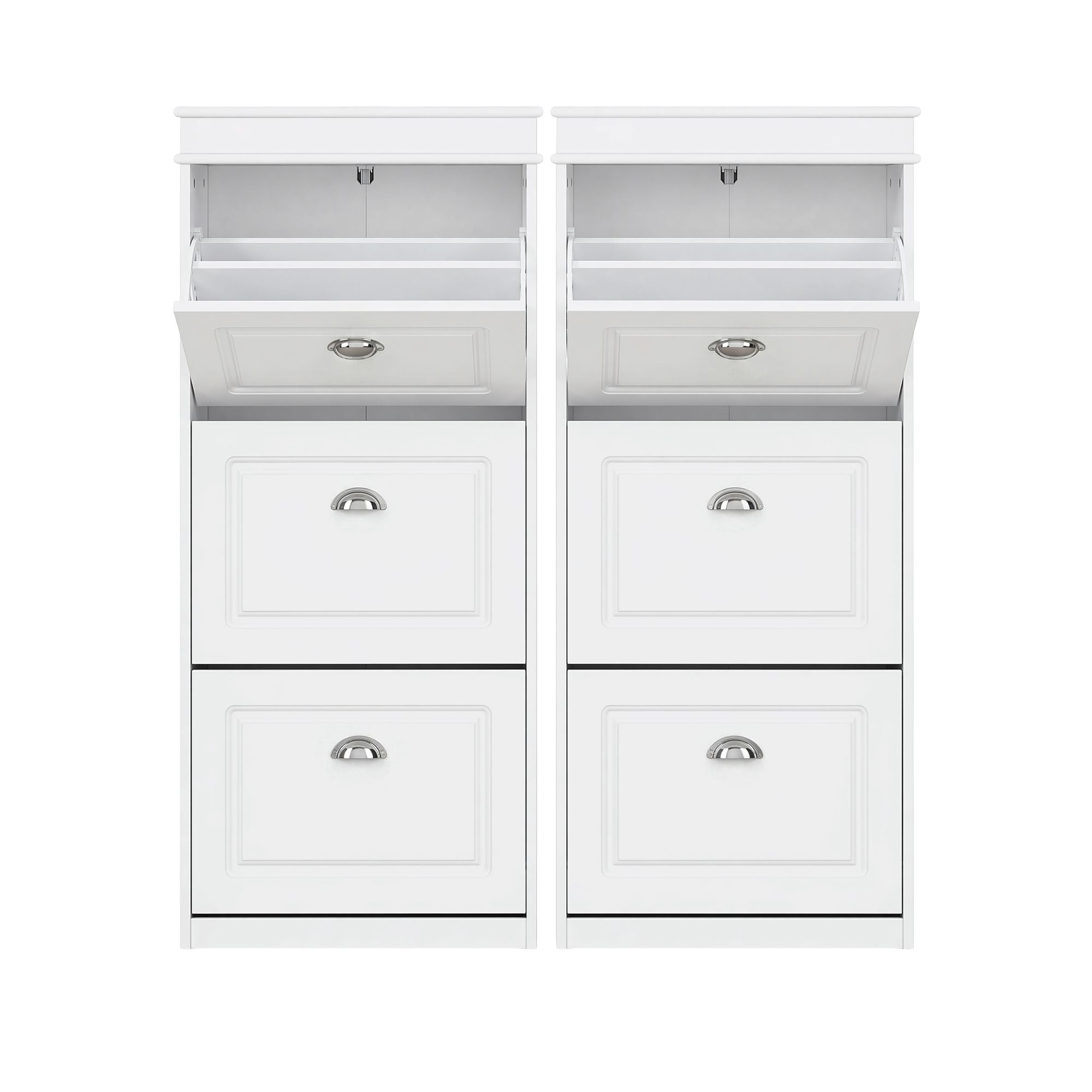 Artiss 2x Shoe Cabinet Storage Organiser 3 Flip Drawer White