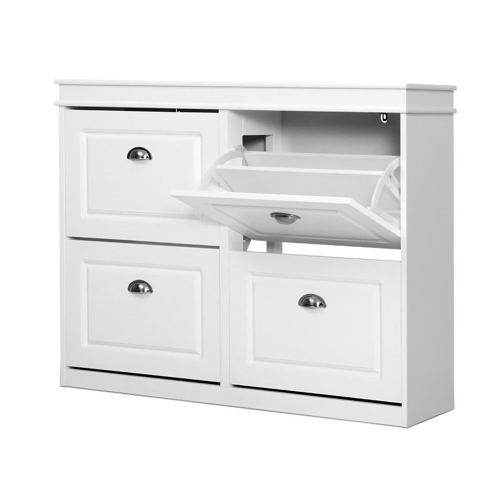 Shoe Storage: Artiss Shoe Rack Cabinet 16 Pairs 4-tier White Paul