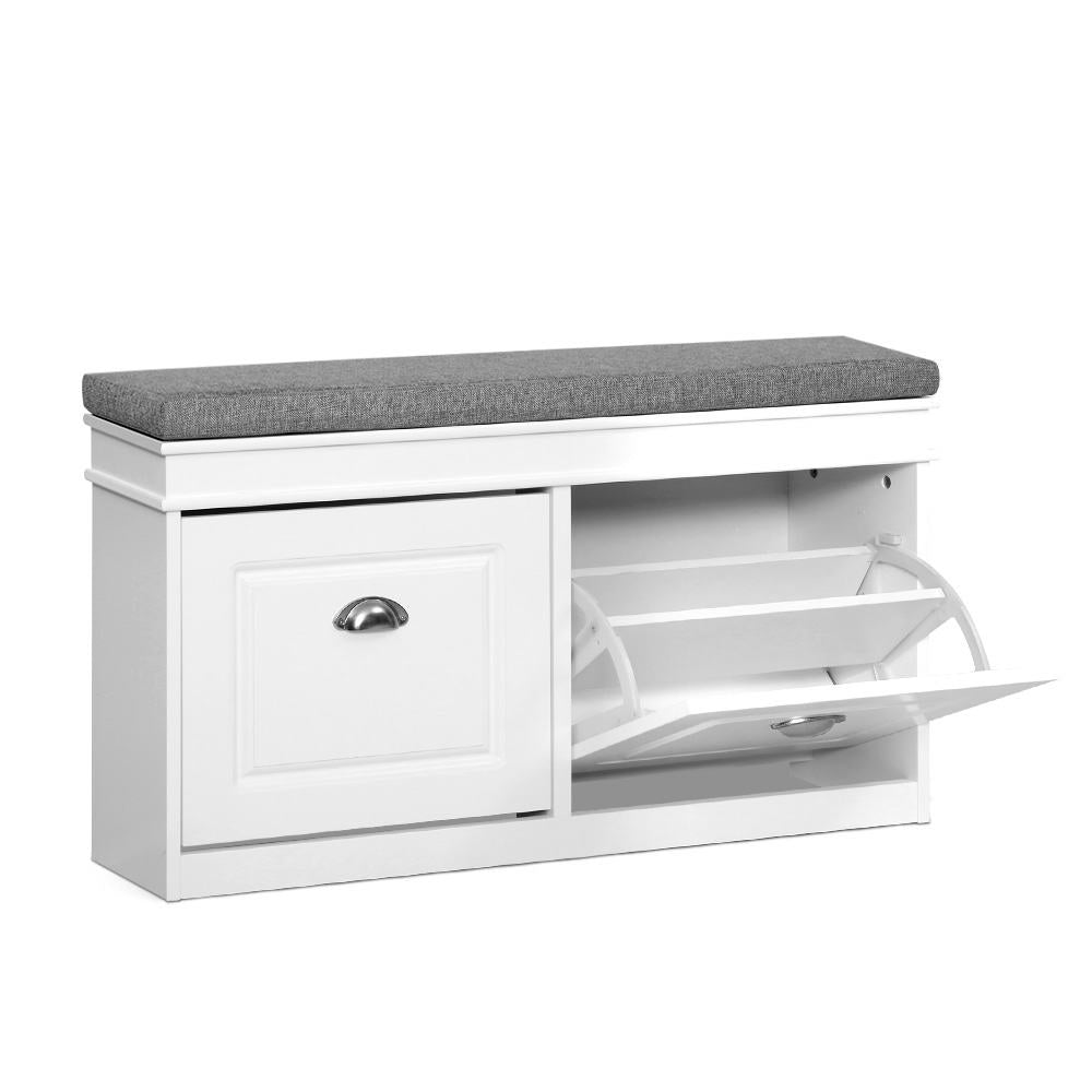 Shoe Storage: Artiss Shoe Rack Cabinet Bench 8 Pairs White