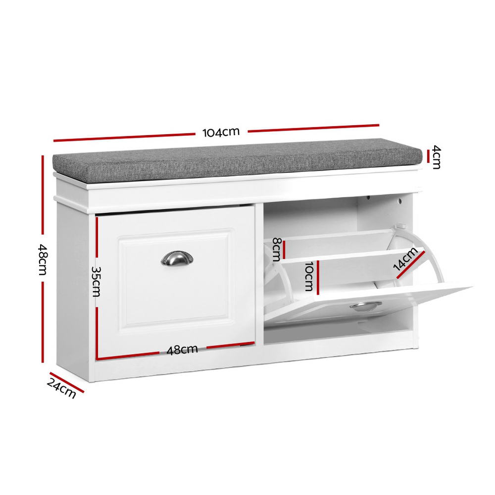 Shoe Storage: Artiss Shoe Rack Cabinet Bench 8 Pairs White